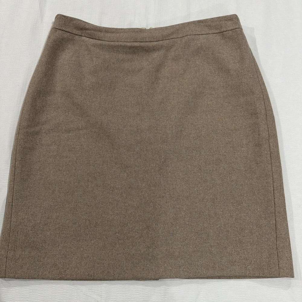 J Crew Wool The Pencil Skirt Size 14 Camel Brown‎ Light Academia Preppy